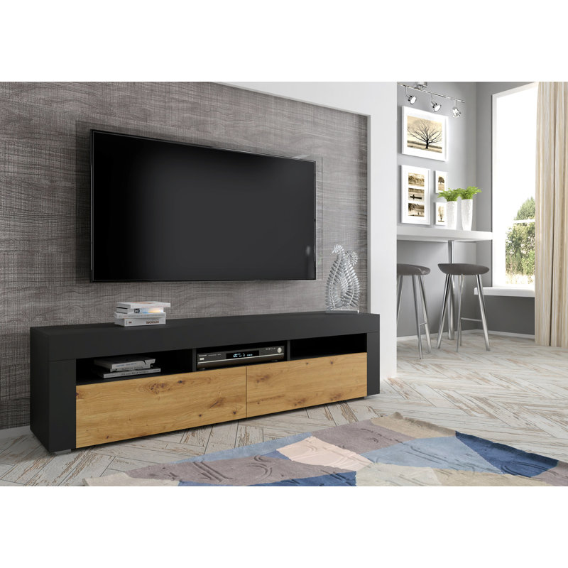 Allysyn TV Stand for TVs up to 65", Black Matt/Oak Artisan