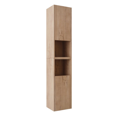 24" Bathroom Side Cabinet,Soft Close Doors,Float Mounting Design,Imitative Oak,(KD-Packing)