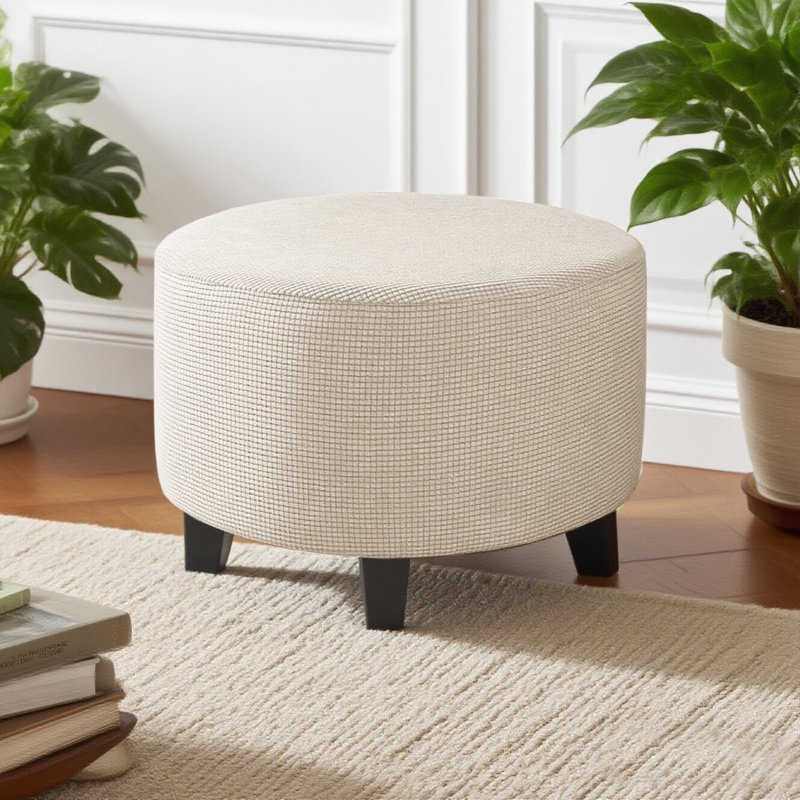 Couvre-pieds extensibles en jacquard à carreaux lavables à la machine et lavables à la machine avec protège-repose-pieds élastique