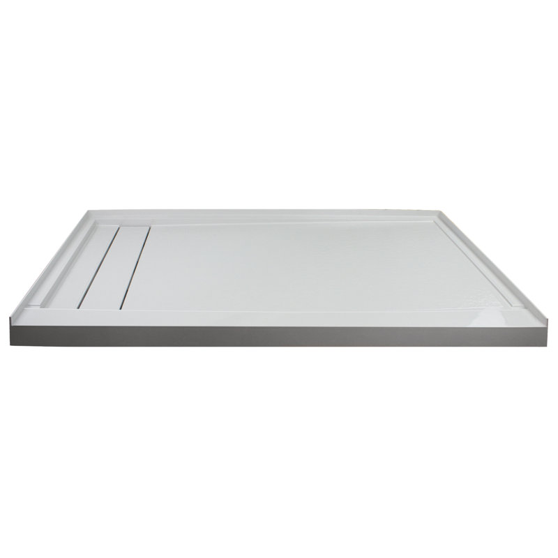 60'' W 30'' D Rectangular Single Shower Base, Gray, Left