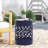 Outdoor Metal End Table - Large. Modern Navy Blue Style, Iron Cut. Powder-Coated, No Assembly. 13.76" X 17.72", 4.57 Lb Large Table. Design, Cut, Powder-Coated. Assembly Needed. 13.76In 18In, 4.57Lb-1996174946