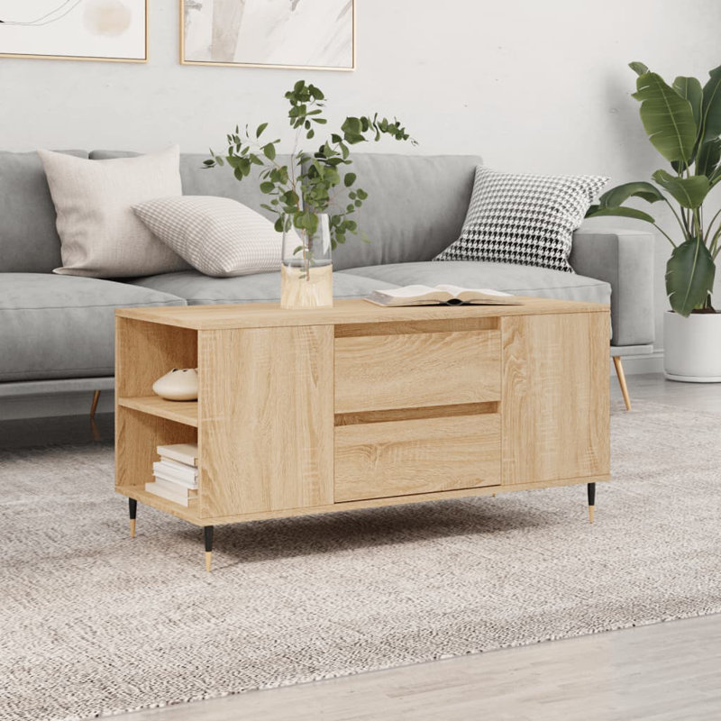 Mikera Coffee Table with Storage, Sonoma Oak