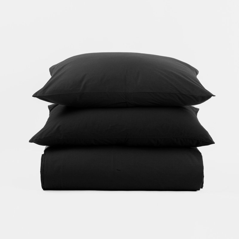 Housse de couette SENSA, CHAMBRAY, ensemble, Housse de couette très grand et 2 taies, Noir