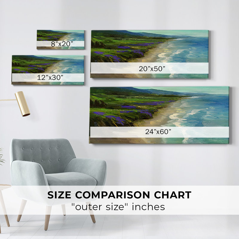 Plage Montara, toile tendue avec châssis, H 20 po x l 50 po x P 1,5 po