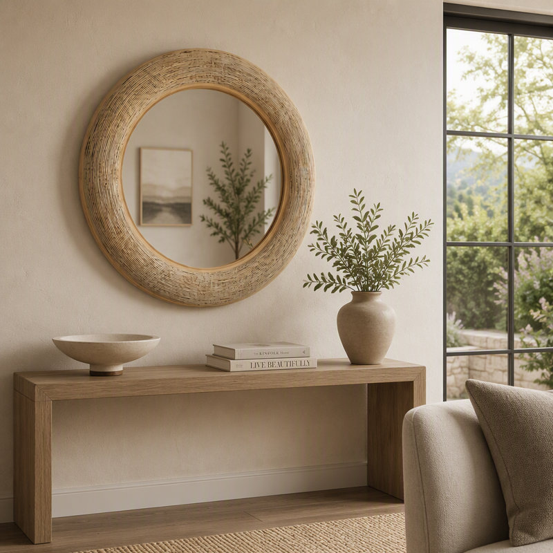Miroir décoratif tissé, Rond