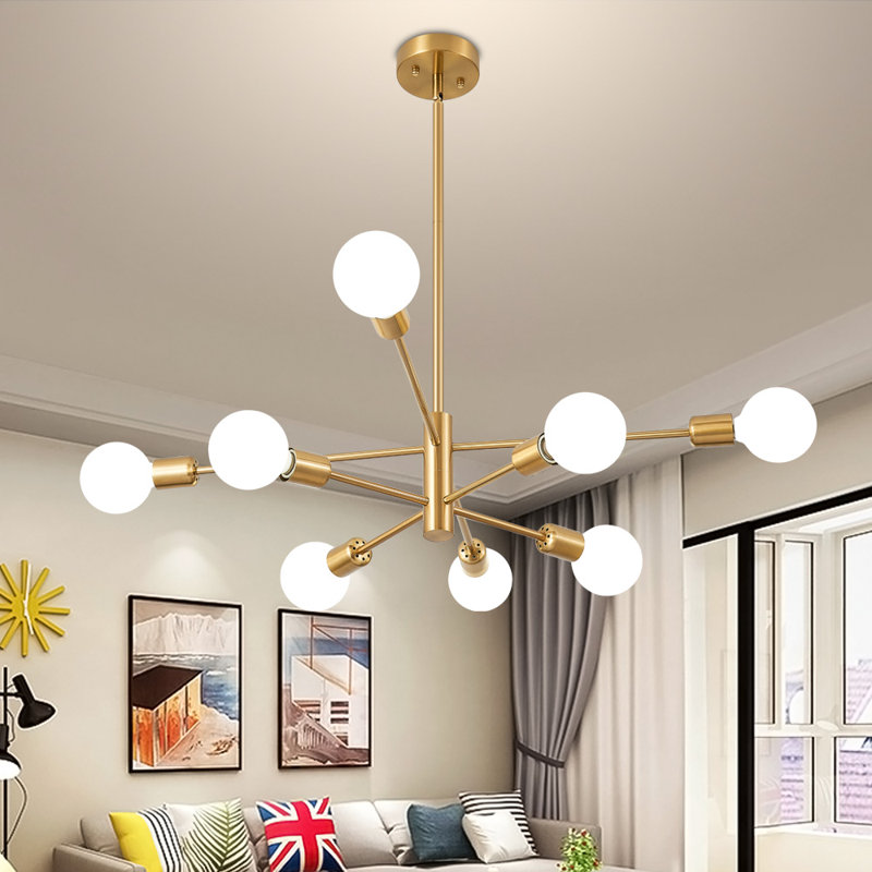 Glenarm 8-Light Modern Sputnik Sphere Chandelier, Gold