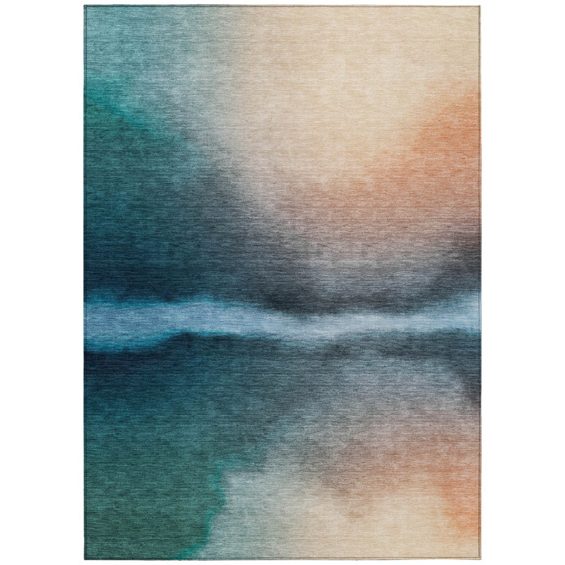 Machine Washable Indoor/Outdoor Lockway ACN2419 Abstract Rug, Rectangle 2'6" x 3'10"