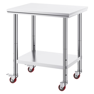 Table de travail robuste en acier inoxydable 24 X 30, épaisseur 0,8 mm, tablettes réglables à 3 niveaux, pour pétrir la pâte dans les salles de pause, table de préparation en acier, cuisines commerciales et de restauration appropriées