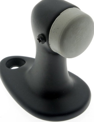 Solid Brass Gooseneck Large Floor Mount Stop, Matte Black