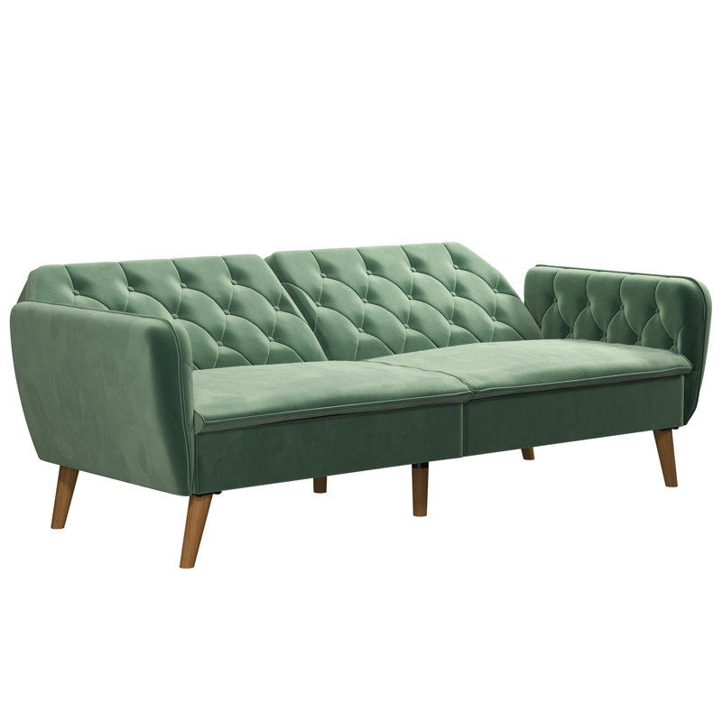 Tallulah Memory Foam Futon, Light Green Velvet