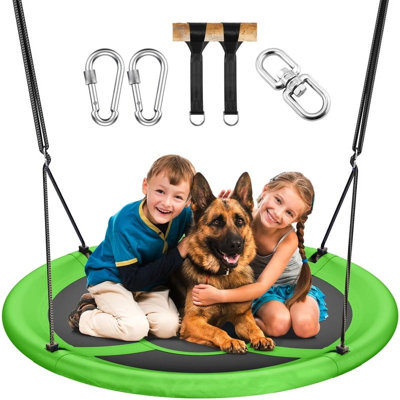Balancelle plateforme 44 po 443 lb pour enfants et adultes avec 2 sangles de suspension, pour l'extérieur intérieur - vert