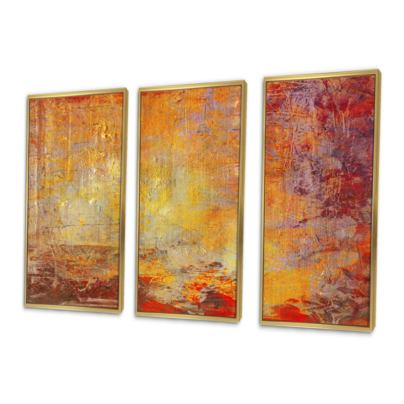 «Ambient Canvas Grunge», peinture sur toile flottante 3 pièces, H 28 po x l 36 po, Or