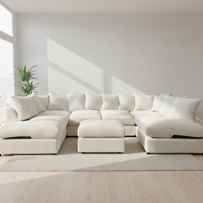 7 Seater Corduroy Corner Sofa