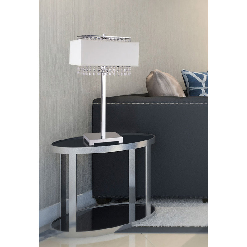 Lampe de table chromée 28 po Haydon, Blanc
