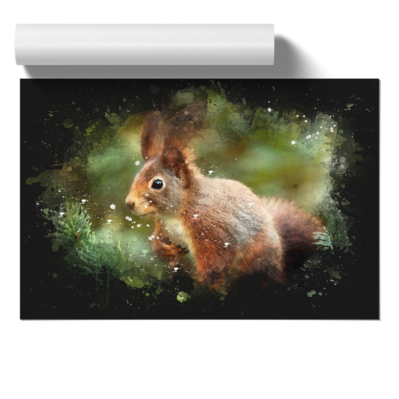 Red Squirrel Paint Splash - Frameless Print, 59cm H x 84cm W x 0.1cm D