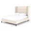 Cognac Upholstered Wingback Bed-845410609