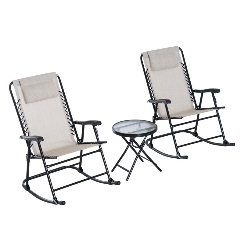 Chaise berçante en métal Gaston, Blanc crème