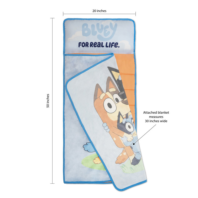 Tapis de Noël pour tout-petits NoJo Bluey For Real Life - Comprend un oreiller et une couverture en molleton