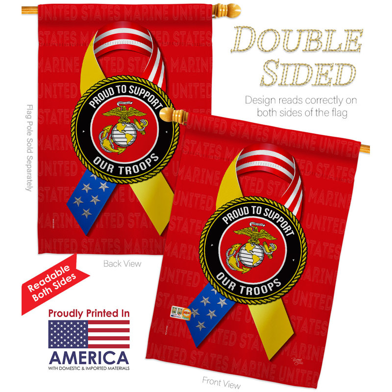 Ensemble de drapeaux en mélange de polyester 40 x 28 po à 2 côtés, Corps des Marines