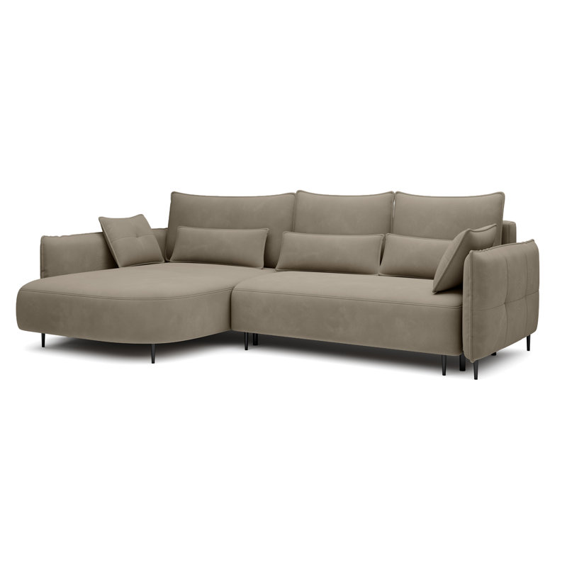 Bairo 3 Seater Fabric Reclining Sofa & Chaise, Left Hand Facing, Brown