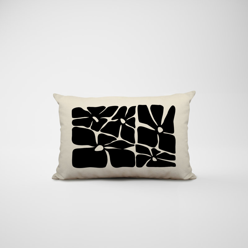 Polyester Lumbar Rectangular Indoor/Outdoor Pillow Cover & Insert, Black