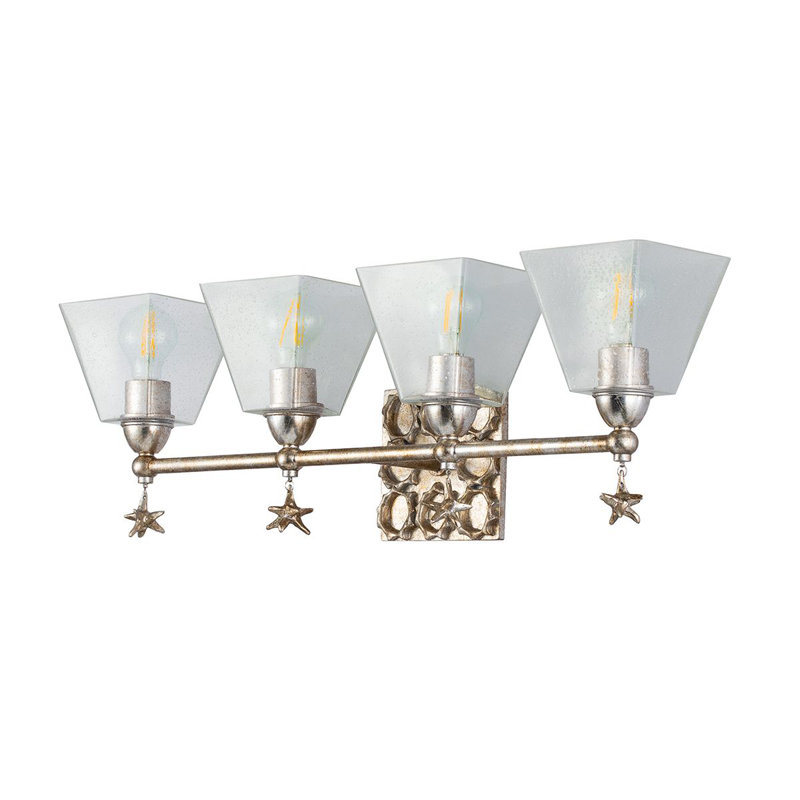 Star 4 Light Bath Bar, White/Silver