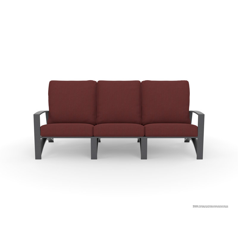 Arc Outdoor 3 - Seat Patio Sofa, Trax Burgundy, Graphite