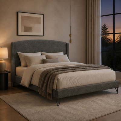 Lit plateforme tapissier Padilla Queen Boucle