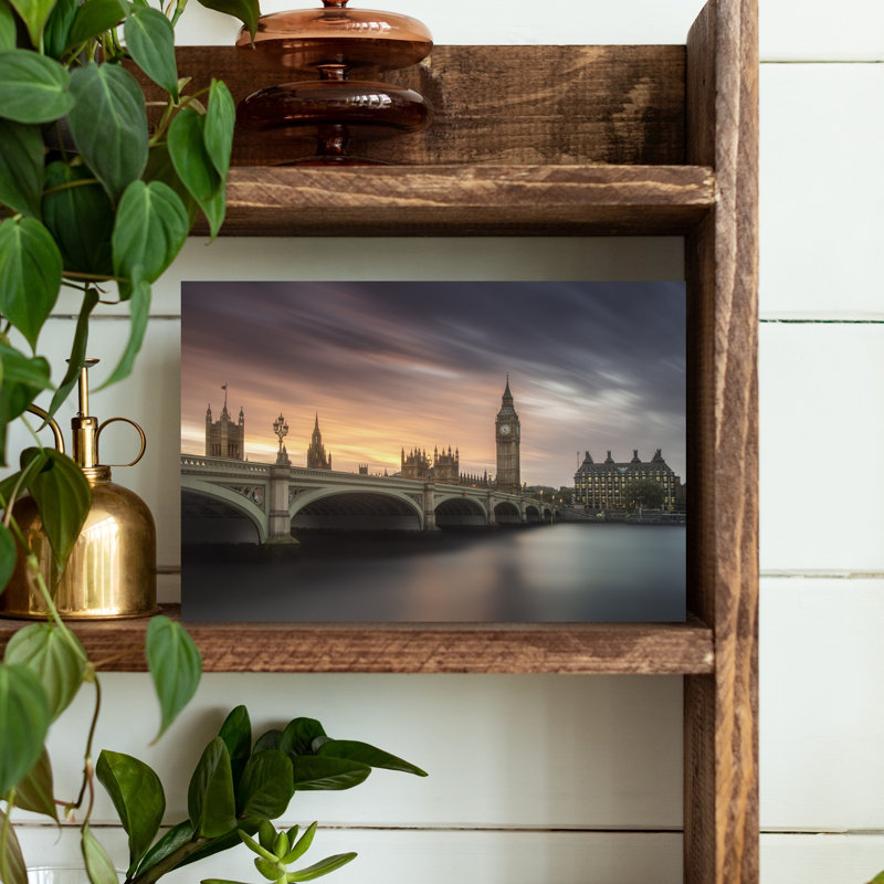 «Big Ben Westminster Sunset», reproduction d'art dramatique abstraite, art mural de la ville, H 12 po x l 18 po