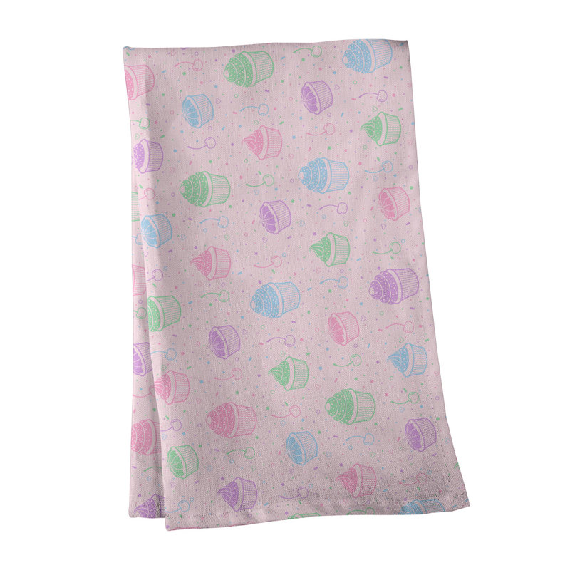 Serviette à thé classique à motif petits gâteaux Mcguigan, Sergé de coton, Rose / bleu / rouge