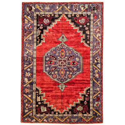 6x9 Red and Gray Turkish Tribal Rug