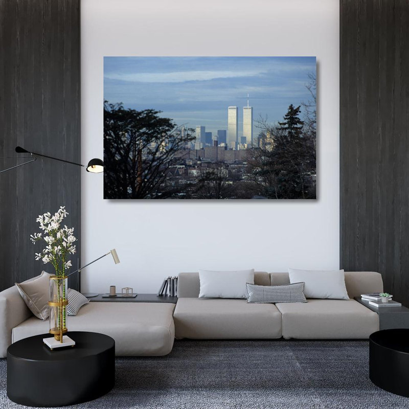 Silhouette des tours jumelles de New York, H 32 po x l 48 po