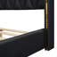 Lit plateforme double tapissier pleine grandeur avec bandes métalliques