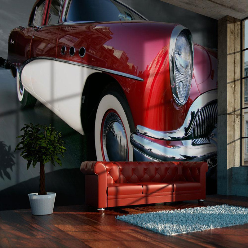 Murale de voiture américaine classique, L 90 po x l 118 po