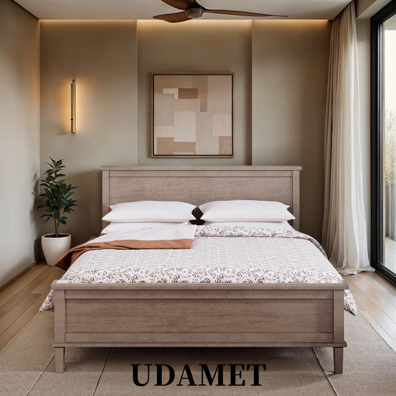 Platform Bed with Ample Under-Bed Storage and Mid-Century Tapered Legs – No Box Spring Needed, Brown, Queen