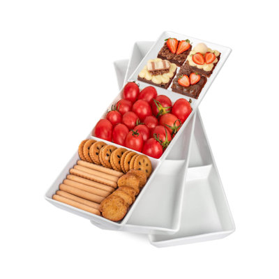 3-SECTION STACKABLE CERAMIC SERVING TRAY