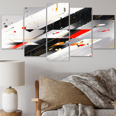 Multicolore symétrique Sripes I - décoration murale cubisme - 5 panneaux