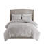 Housse de couette en coton et chenille pour lit très grand / très grand - gris chaud et floral