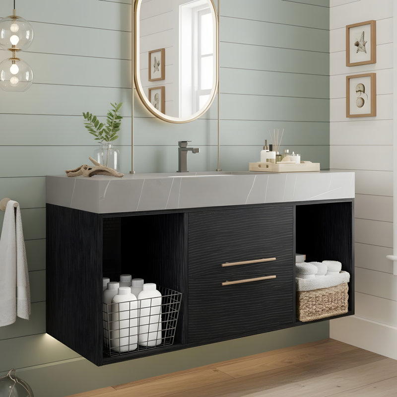 Meuble-lavabo flottant Modern, 40", Gris