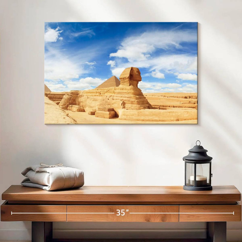 Adella, ciel nuageux sur un sphinx égyptien, H 16 po x l 24 po