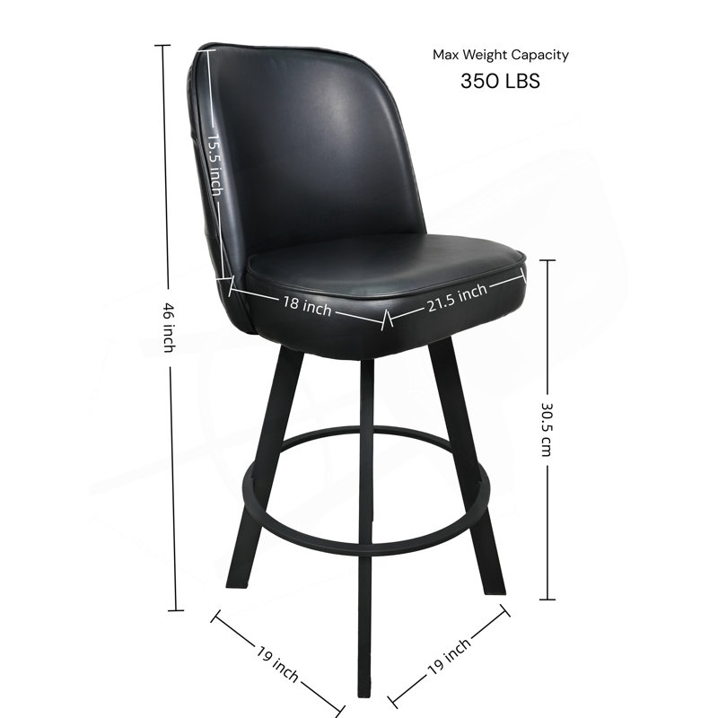 Tabourets de bar pivotants avec sièges capitonnés et structure en métal, Black