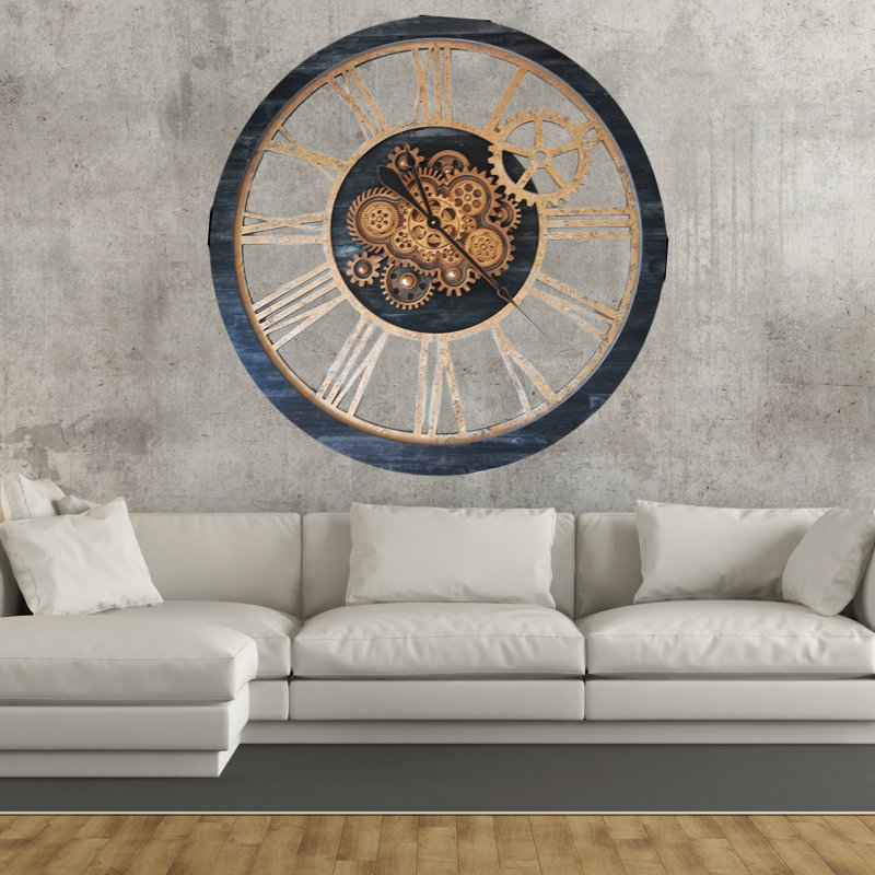 Solid Wood Wall Clock, Vintage Black