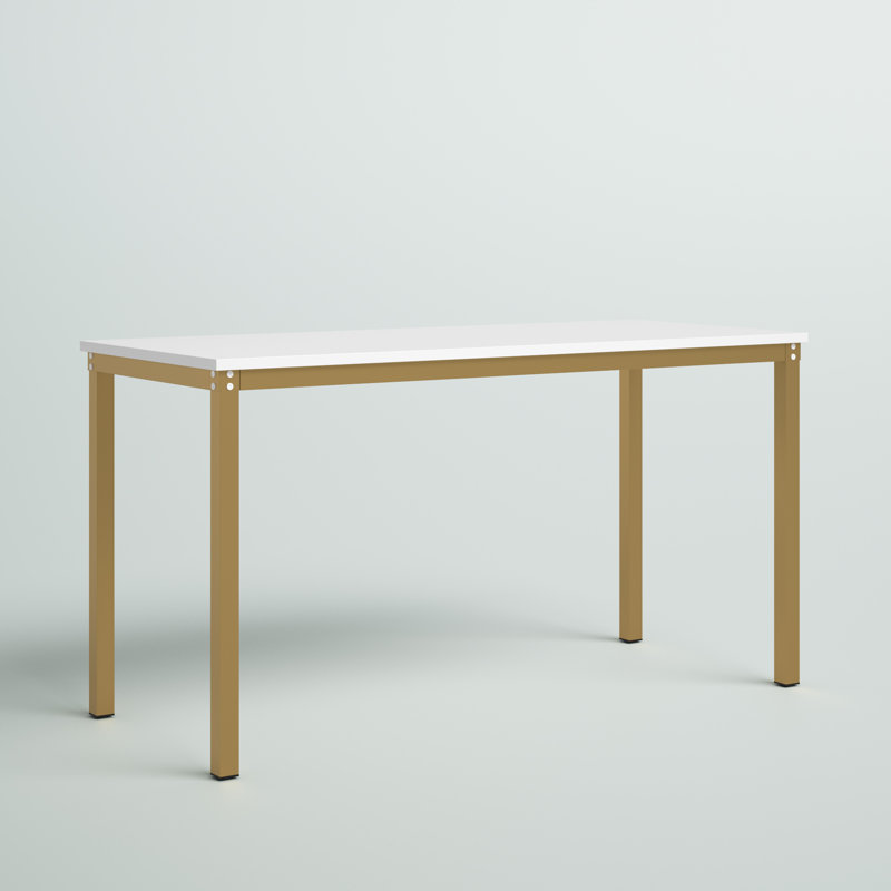 Table de salle à manger Driggers 23,62 po, H 29,52 po x L 55,12 po x l 23,62 po, Doré, Blanc