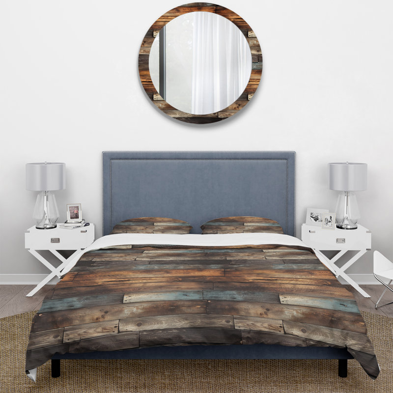 Rustic County Planked Wood I Duvet Cover, Twin Duvet Cover + 1 Standard Sham