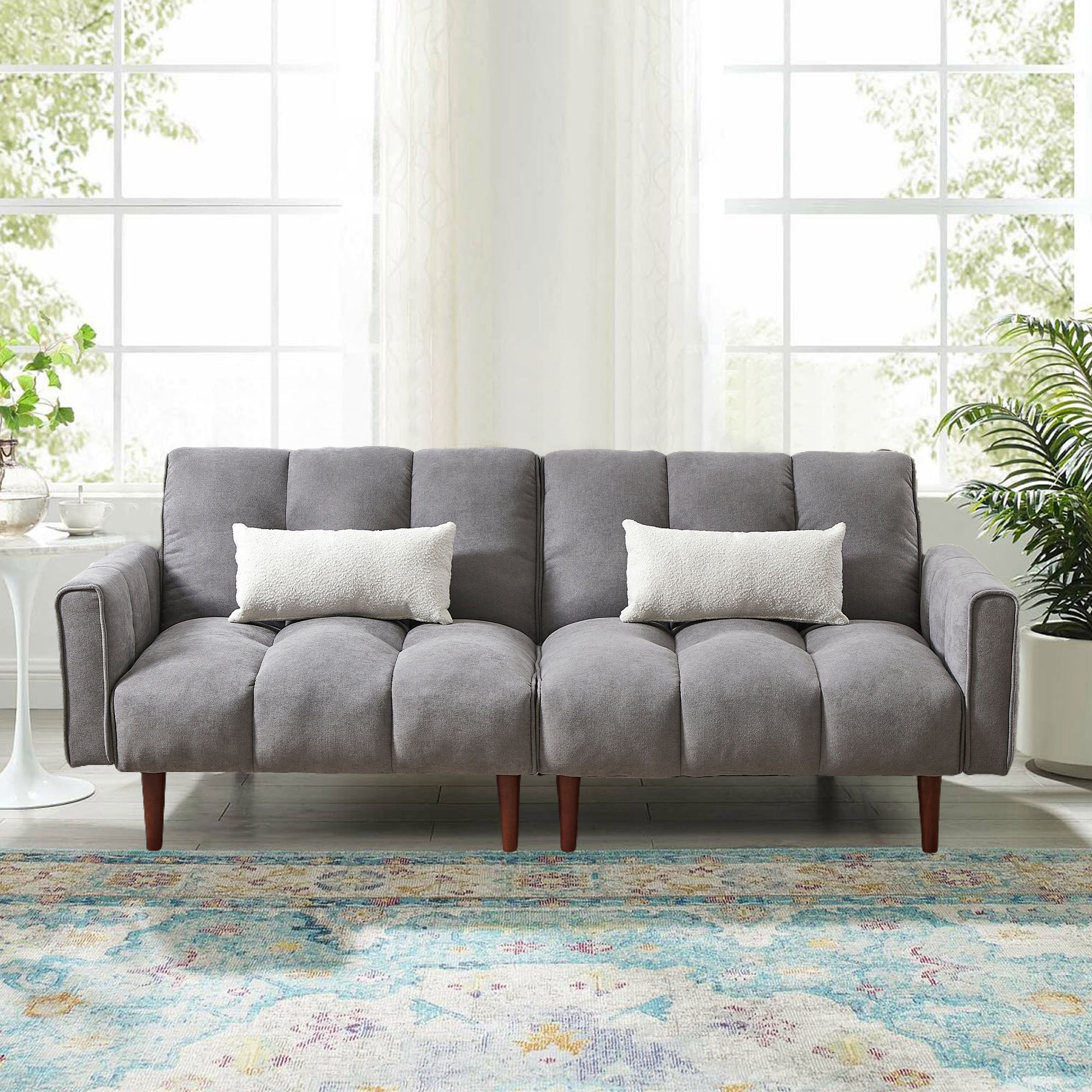 Hokku Designs 81" Convertible Futon Sofa Bed, Adjustable Couch Sleeper ...