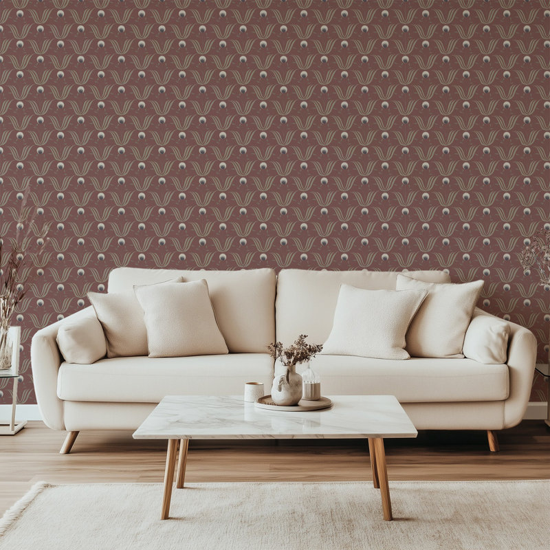 Spring Bloom - Burgundy Floral Wallpaper, Non-pasted, Faux Grasscloth, Burgundy