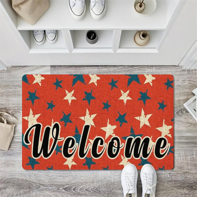 36x24 Americana Mat, Patriotic Star Welcome Indoor Outdoor Rug