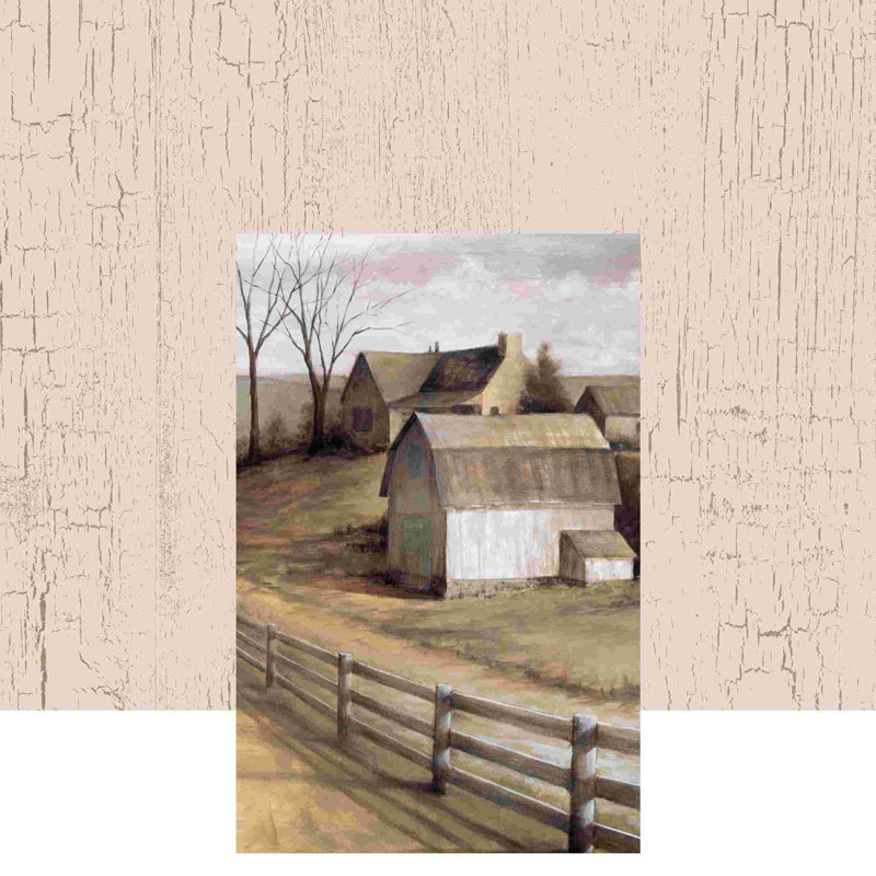 Ferme, peinture sur toile tendue, H 12 po x l 12 po