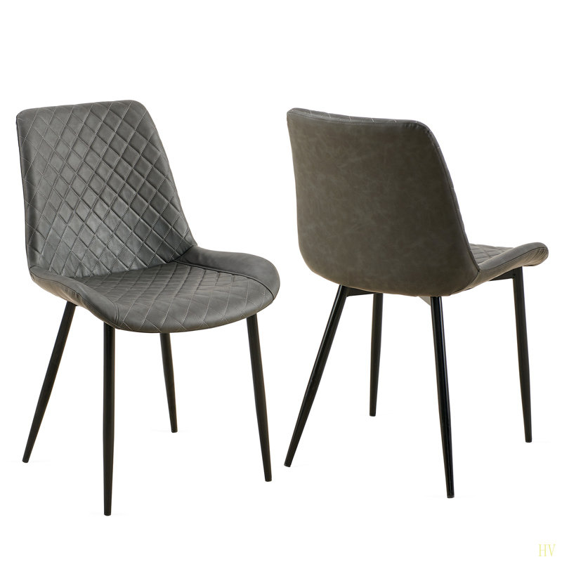 Ensemble de 2 chaises de salle à manger Leathaire, ensemble de 2 chaises d'appoint sans accoudoirs avec pieds en métal Mid-Century