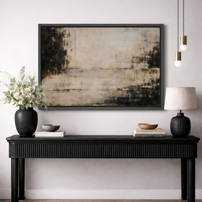 Moody Neutral Abstract Landscape Style Artwork, Living Room Pictures, Framed Canvas Giclee Print Wall Art